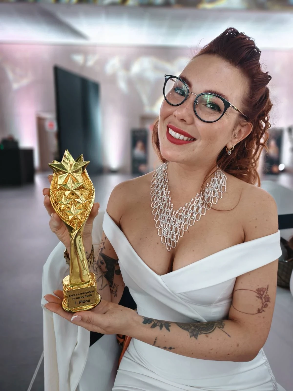 Dorina with her national champion trophy, FACE Festival Hungary 2026